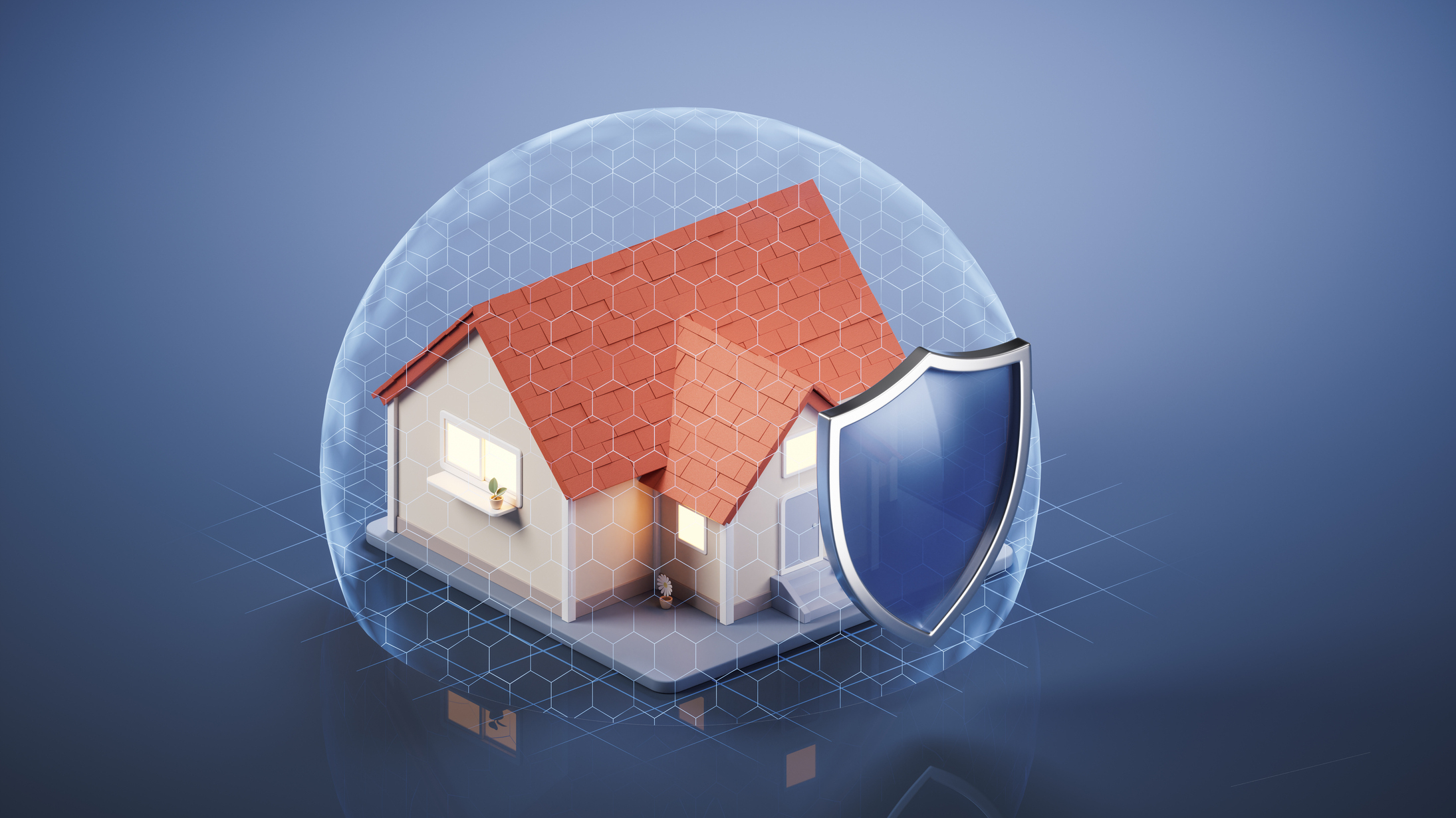 House with shield